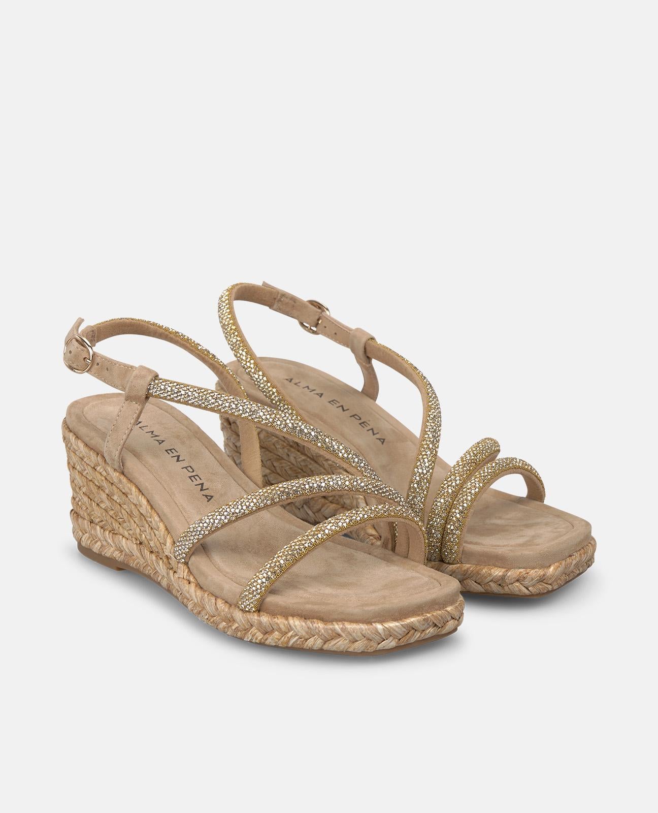 SANDALIA CUÑA TUBULAR ALTURA MEDIA