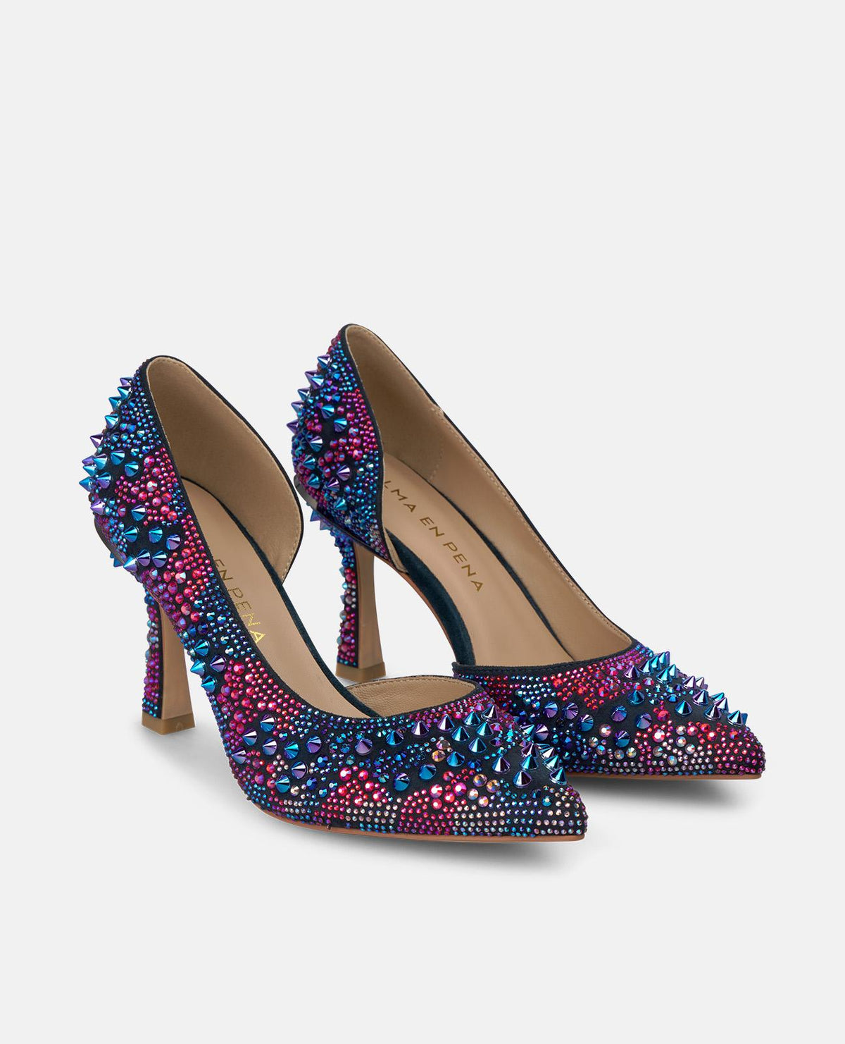 SCARPA CON TACCO E STRASS MULTICOLORI