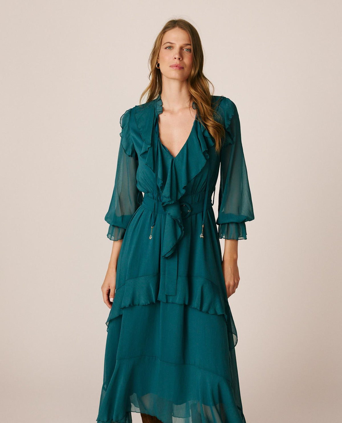 VESTIDO VOLANTES CINTURÓN