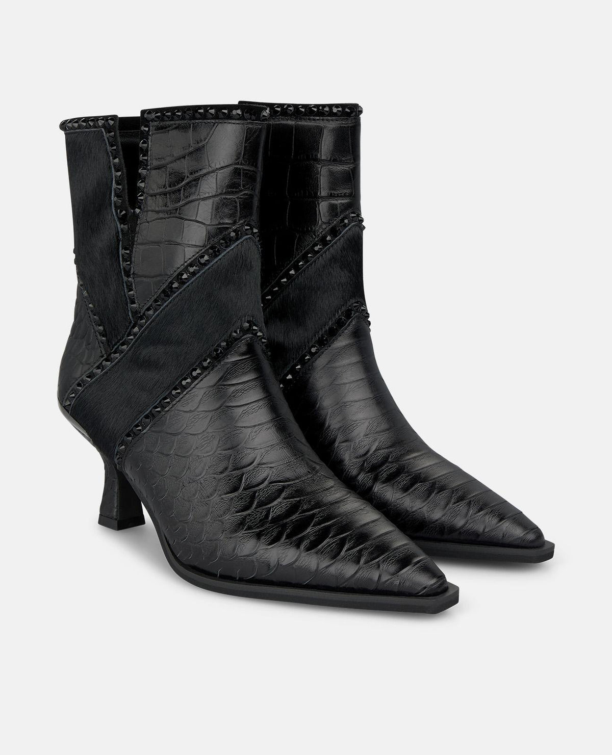 ANIMAL-PRINT LEATHER ANKLE BOOTS