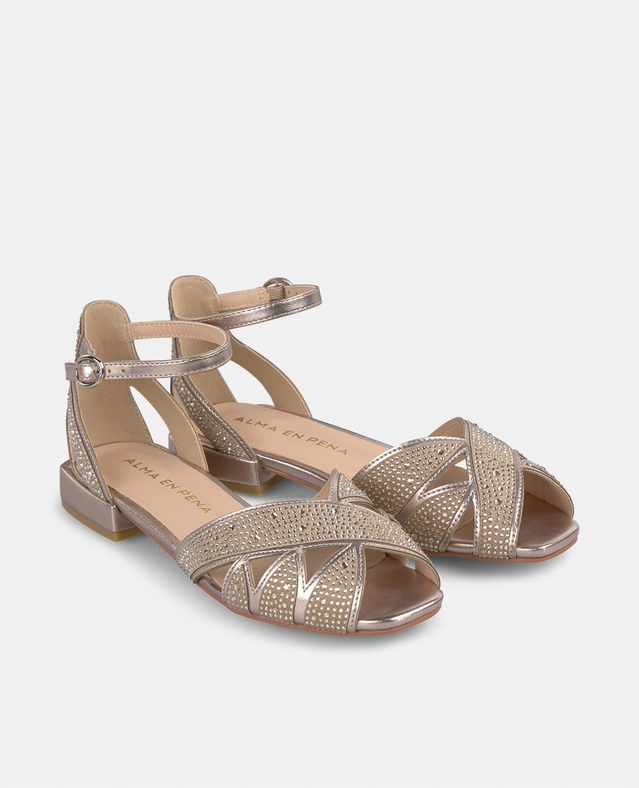 SANDALIA PLANA ABERTURA PEDRERÍA