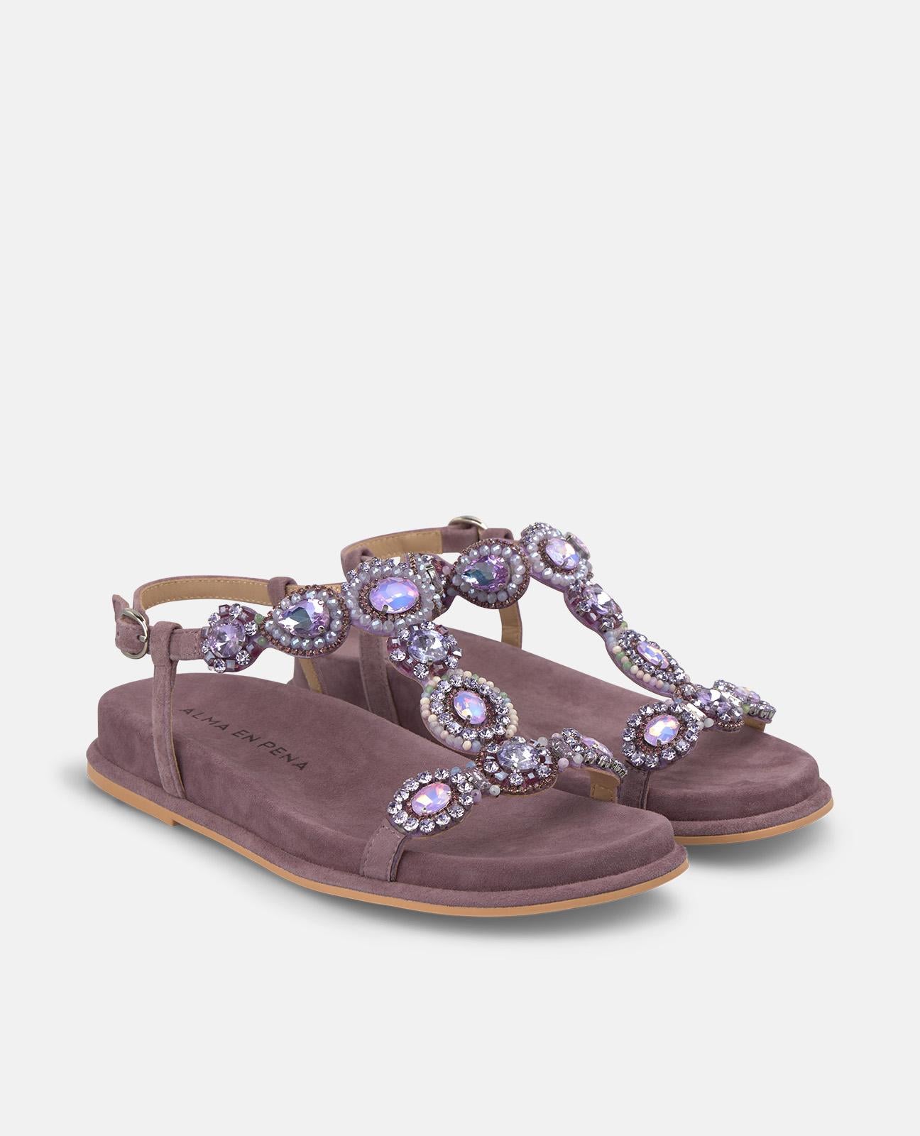 SANDALIA PLANA DETALLE PEDRERIA BAJA