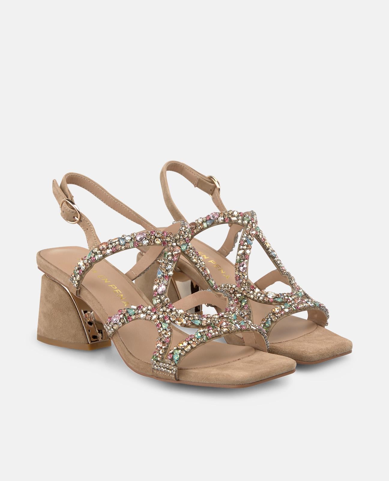 SANDALIA PEDRERIA TIRAS FINAS