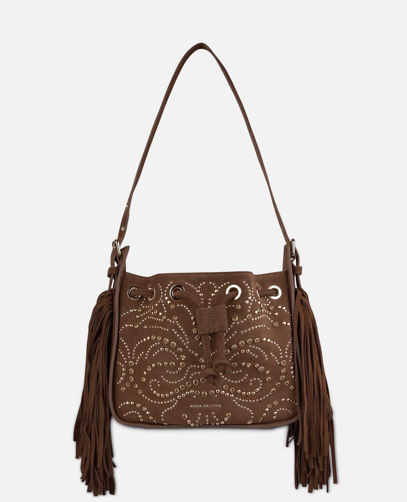 BOLSO PIEL SERRAJE CON PEDRERÍA