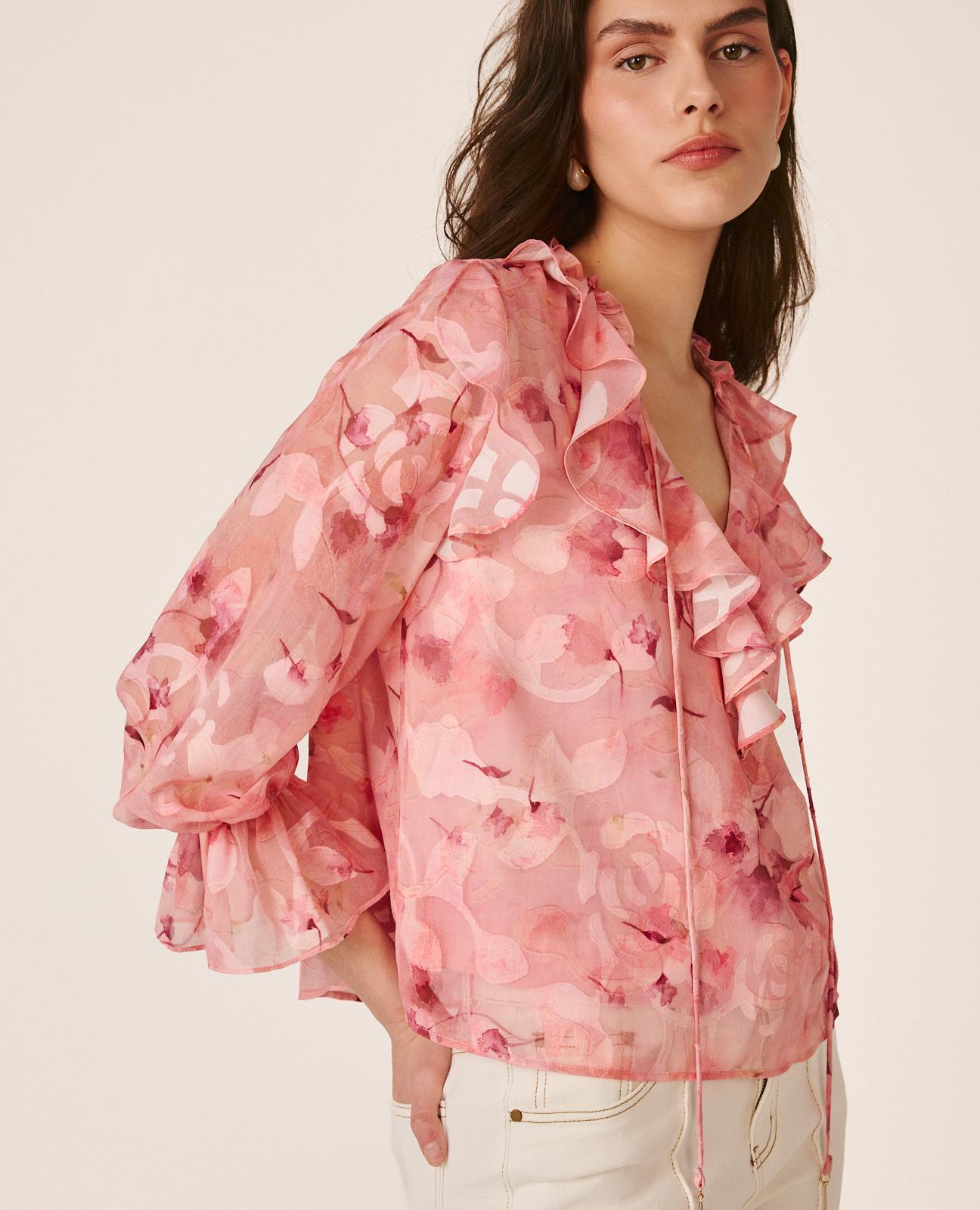 BLUSA DE MANGA LONGA COM FLORES