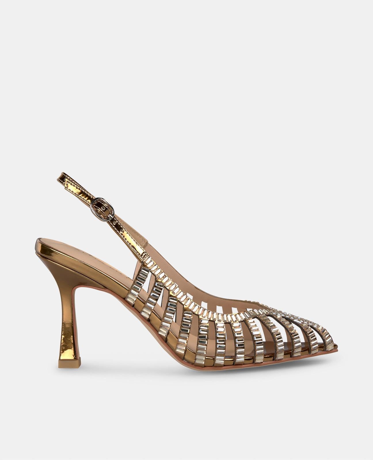 SAPATO DE SALTO COM EFEITO CRISTAL