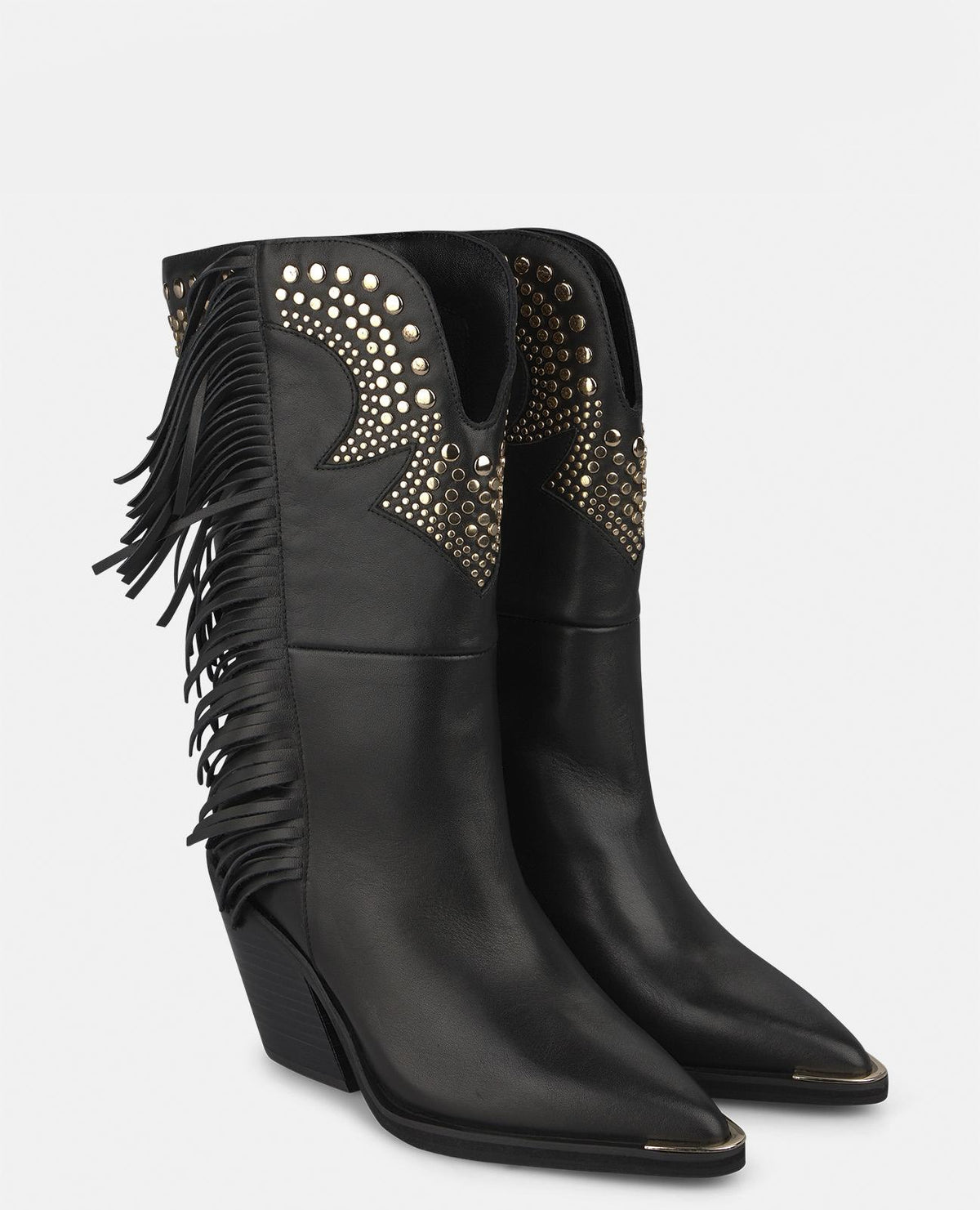 BOTA COWBOY DE PIEL CON TACHAS METÁLICAS