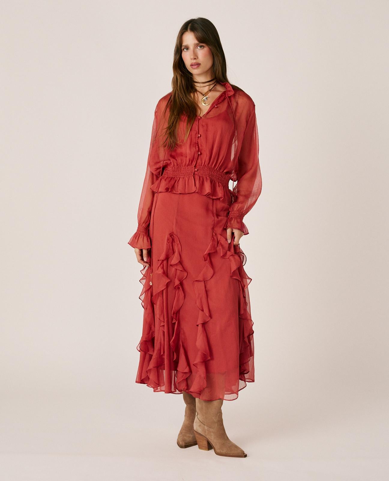 BLUSA DE GASA SEMITRANSPARENTE