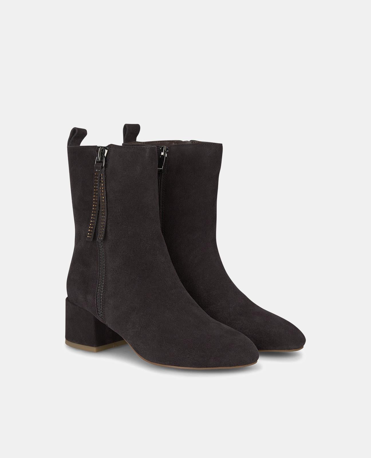 STIEFELETTE MIT ABSATZ UND REISSVERSCHLUSS