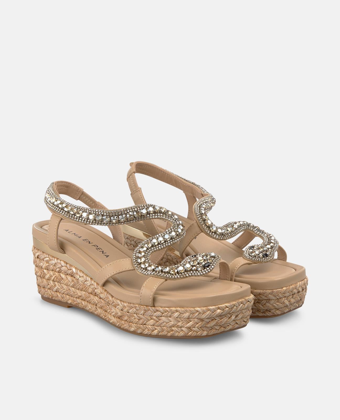 SANDALIA DE ESPARTO CON DETALLE SERPIENTE