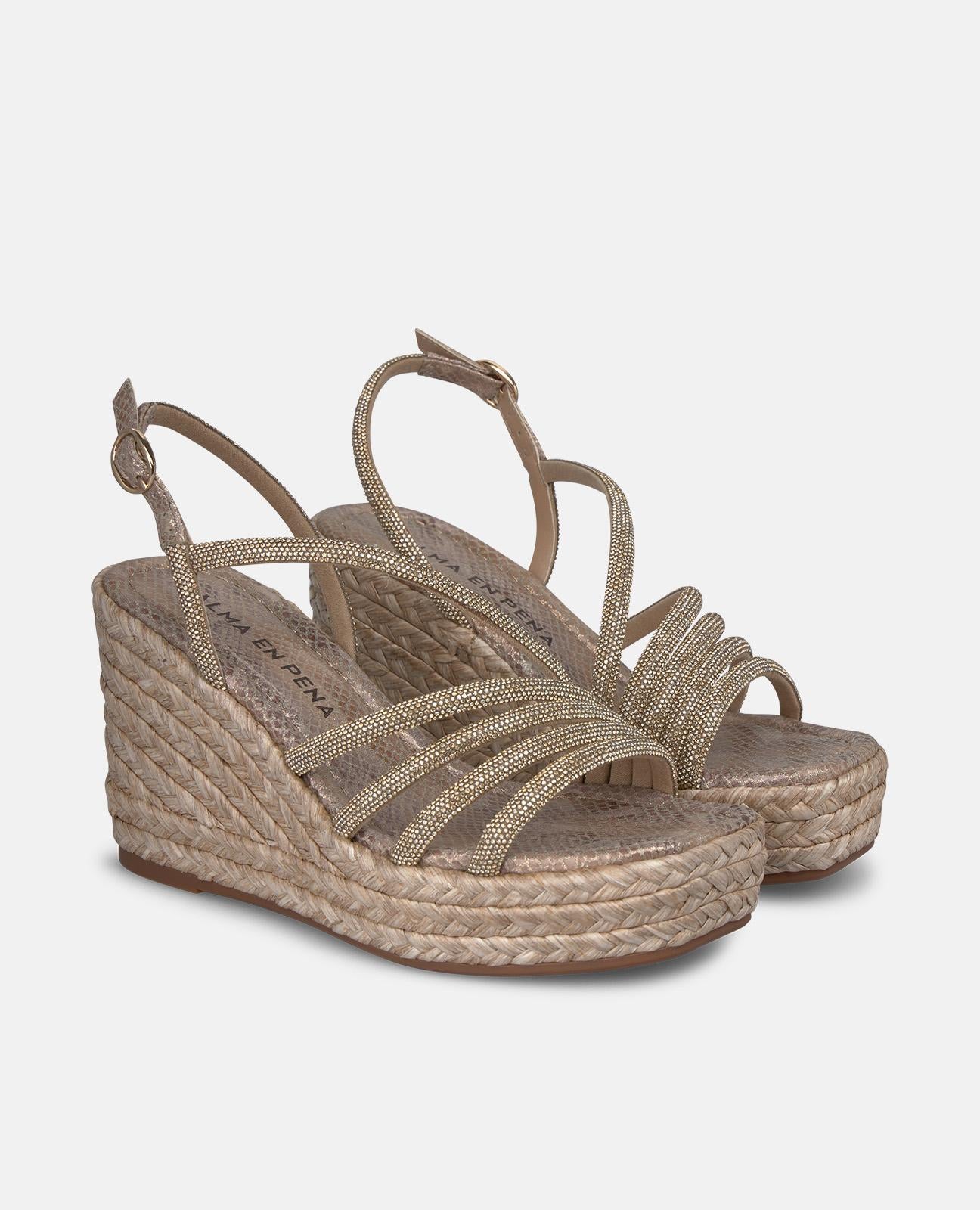 ESPARTO PLATFORM SANDAL WITH FOUR TUBULAR STRAPS