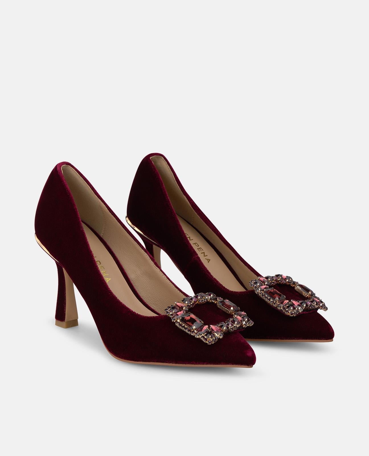 ZAPATO TACÓN ANTE CON FLOR