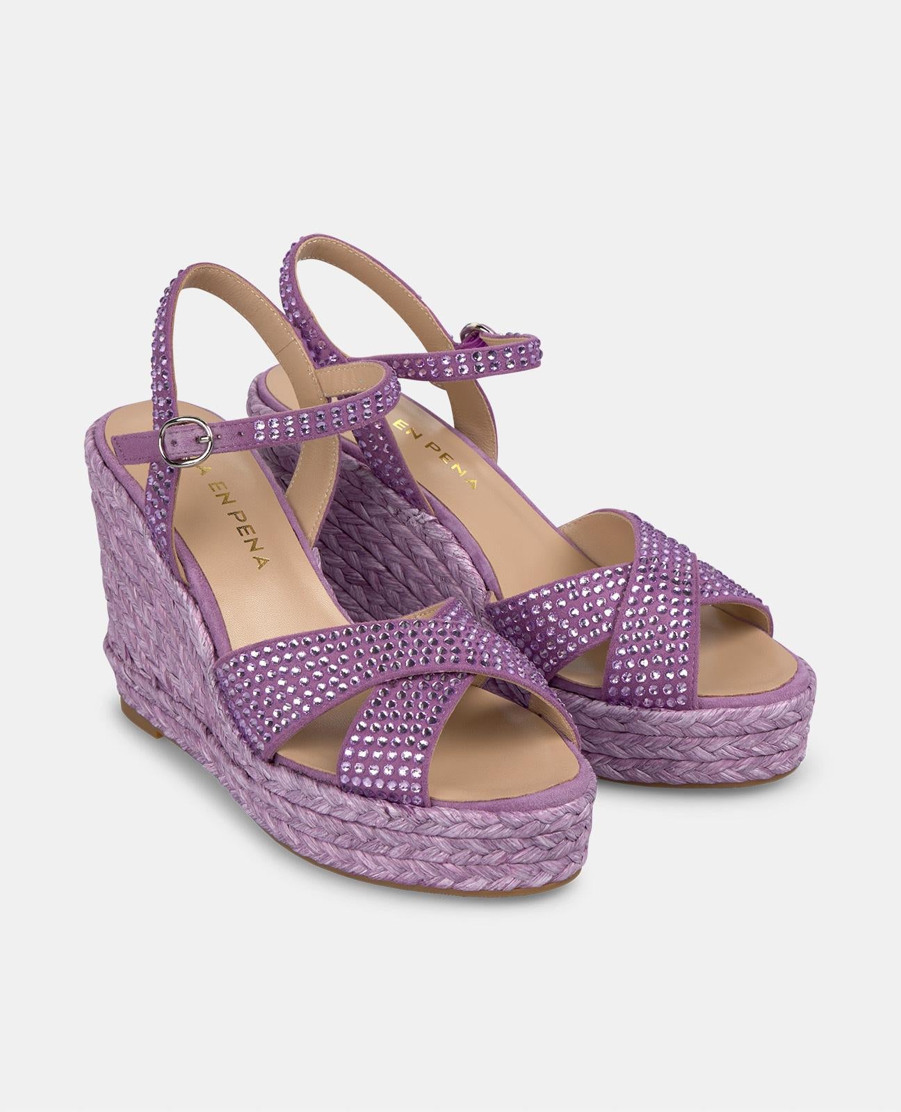 BRAIDED WEDGE WITH RHINESTONES