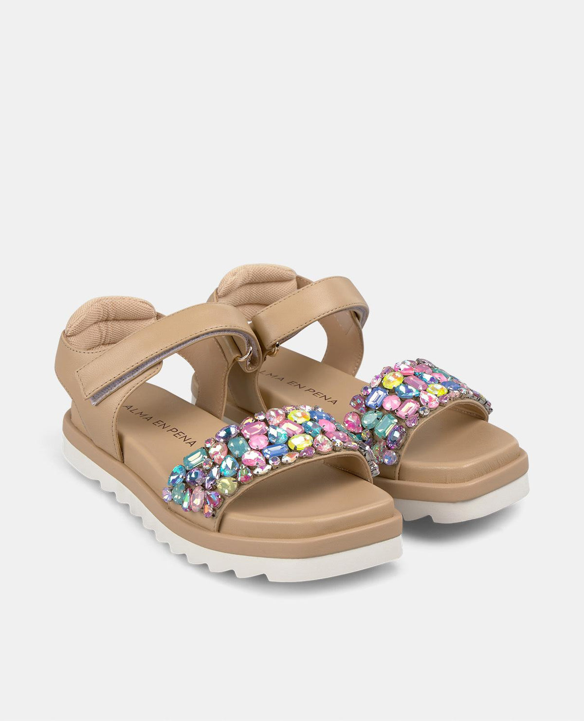 SANDAL TRACK STRAP WITH RHINESTONES