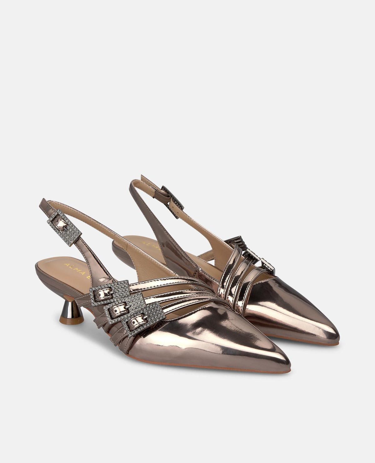 METALLIC OPEN-HEEL SHOE