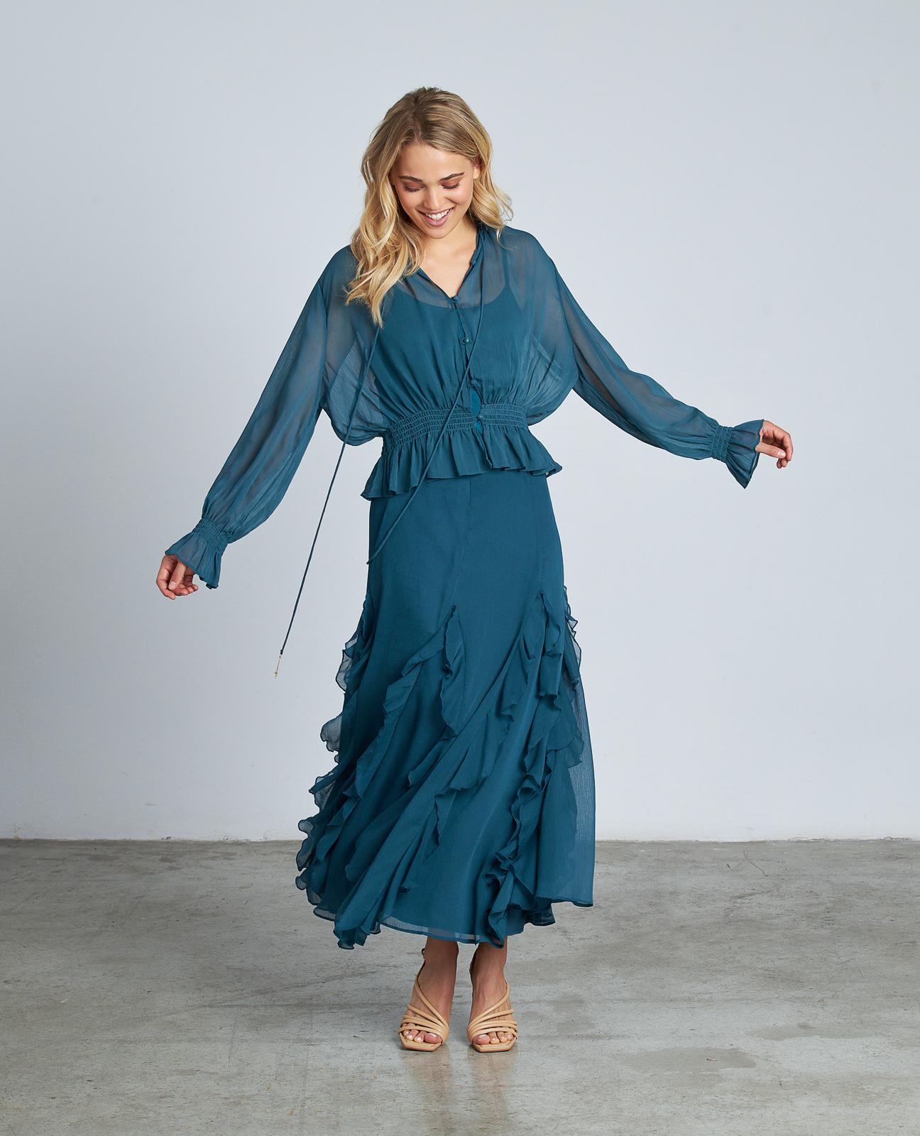 JUPE MIDI À VOLANTS