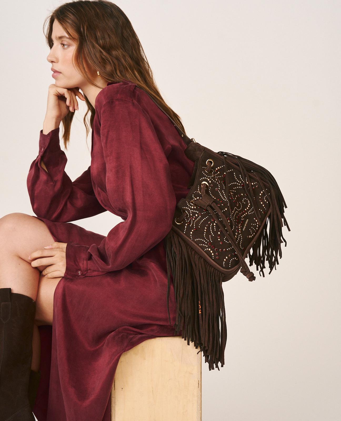 BOLSO PIEL SERRAJE CON PEDRERÍA