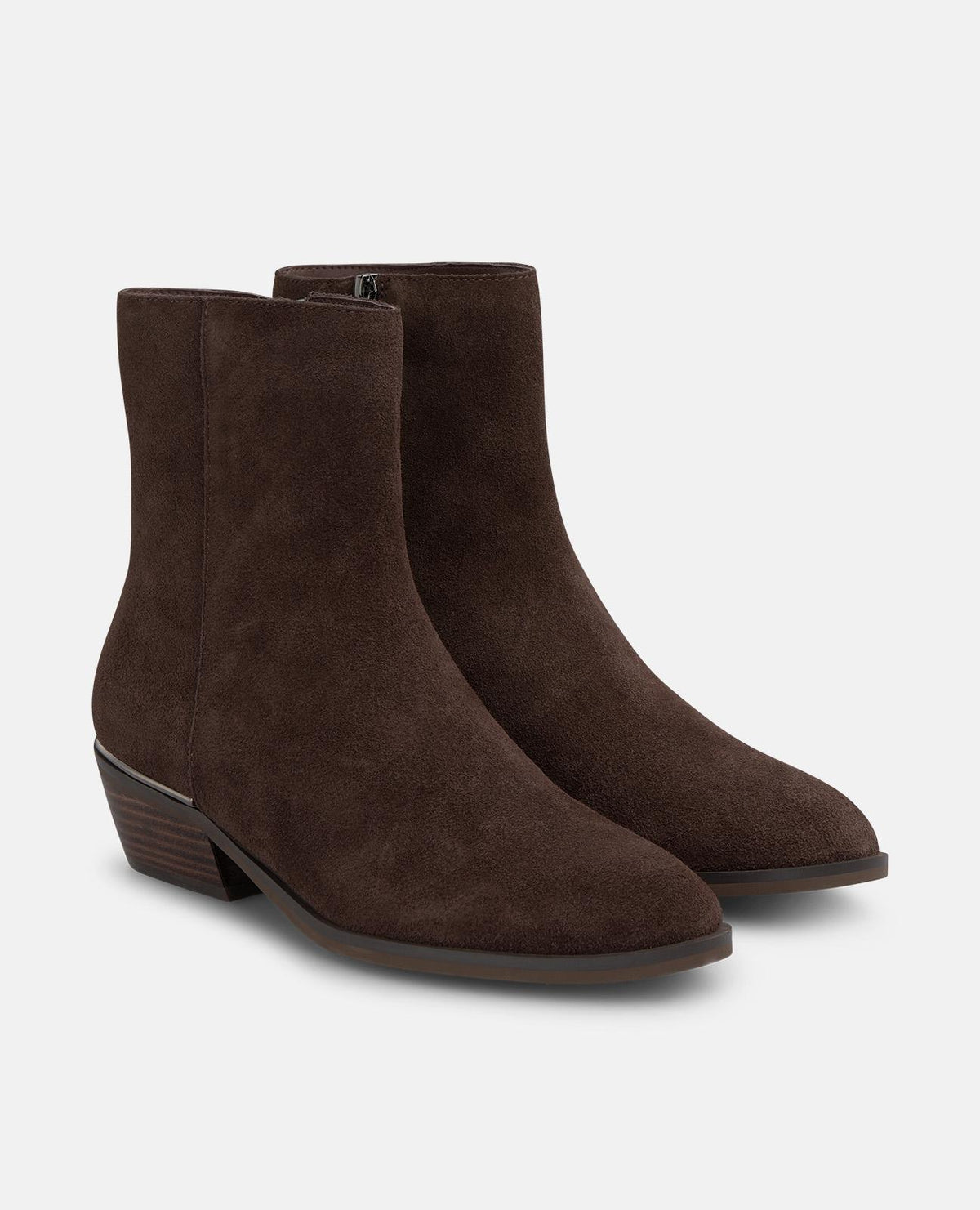 SUEDE ANKLE BOOTS WITH A ZIPPER CLOSURE