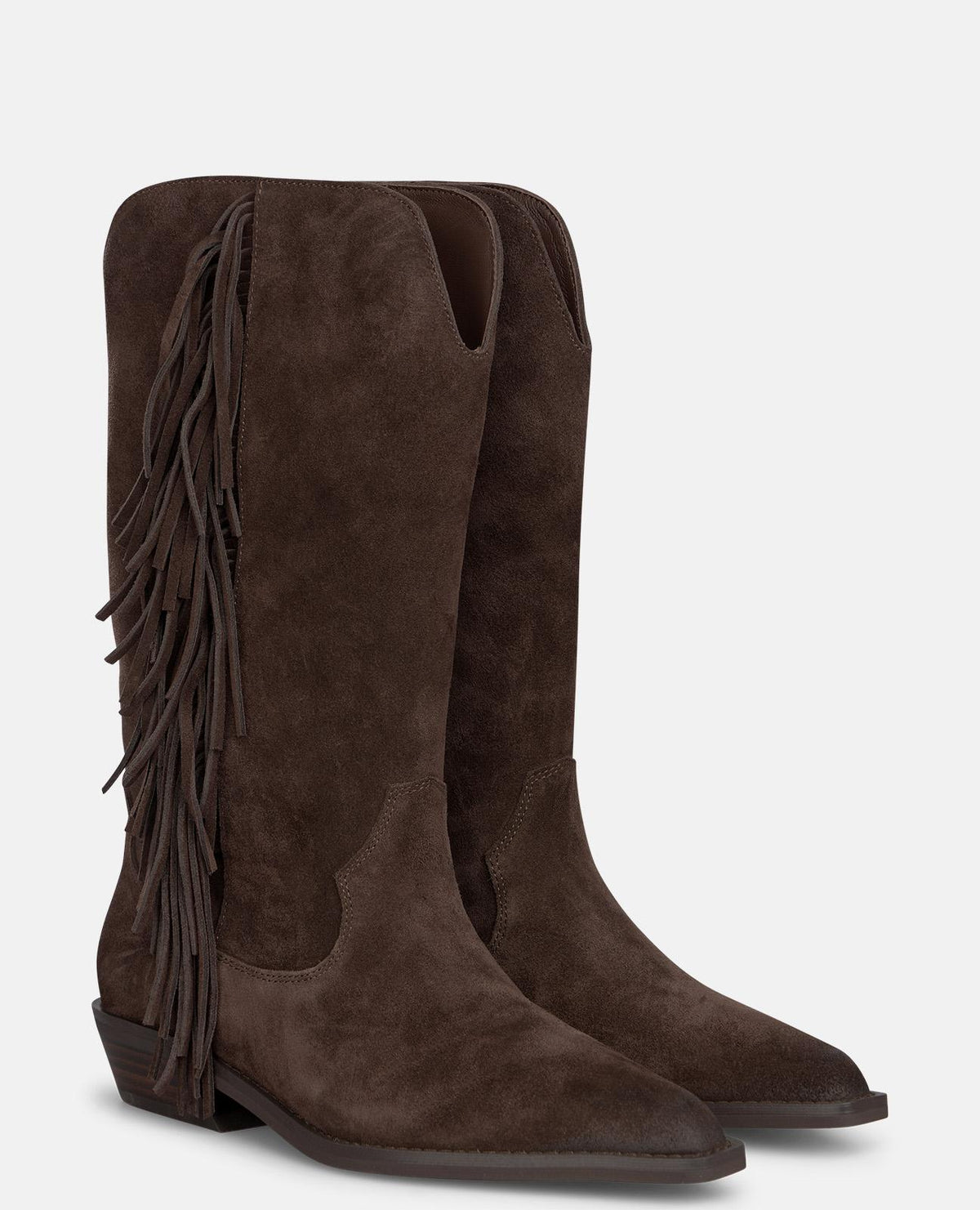 STIVALE DA COWBOY IN PELLE SCAMOSCIATA CON FRANGE