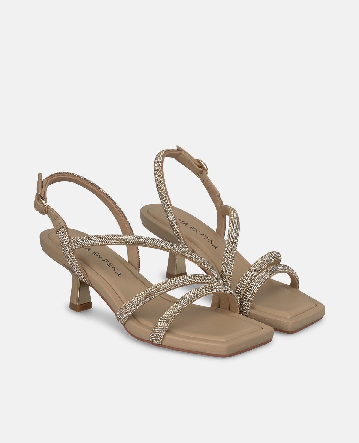 METALLIC SANDALS WITH DIAGONAL STRAPS