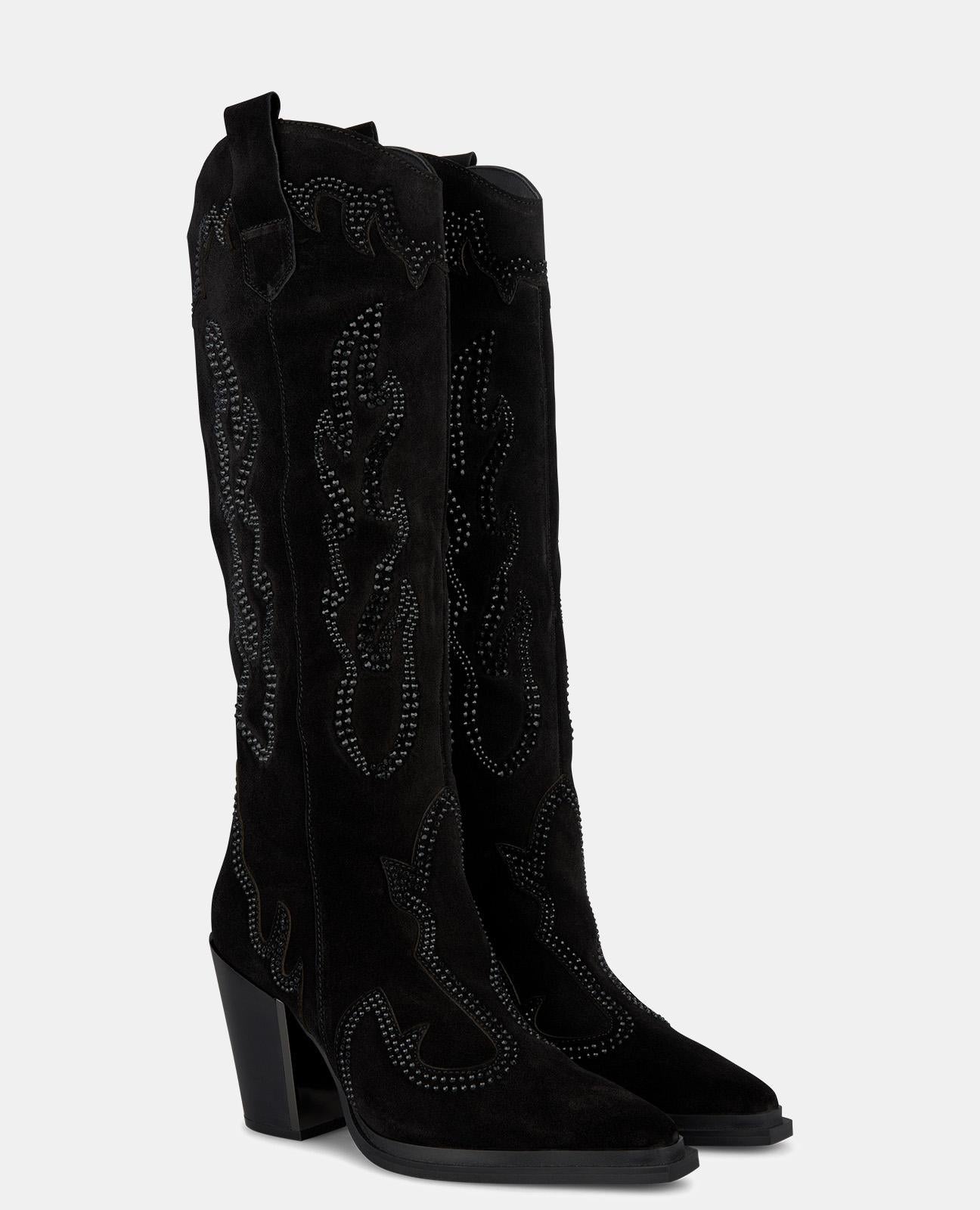 BOTA DE TORNOZELO COM BICO PONTIAGUDO E SALTO BRILHANTE