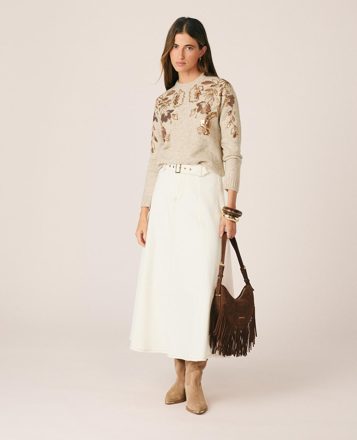 FALDA MIDI DENIM