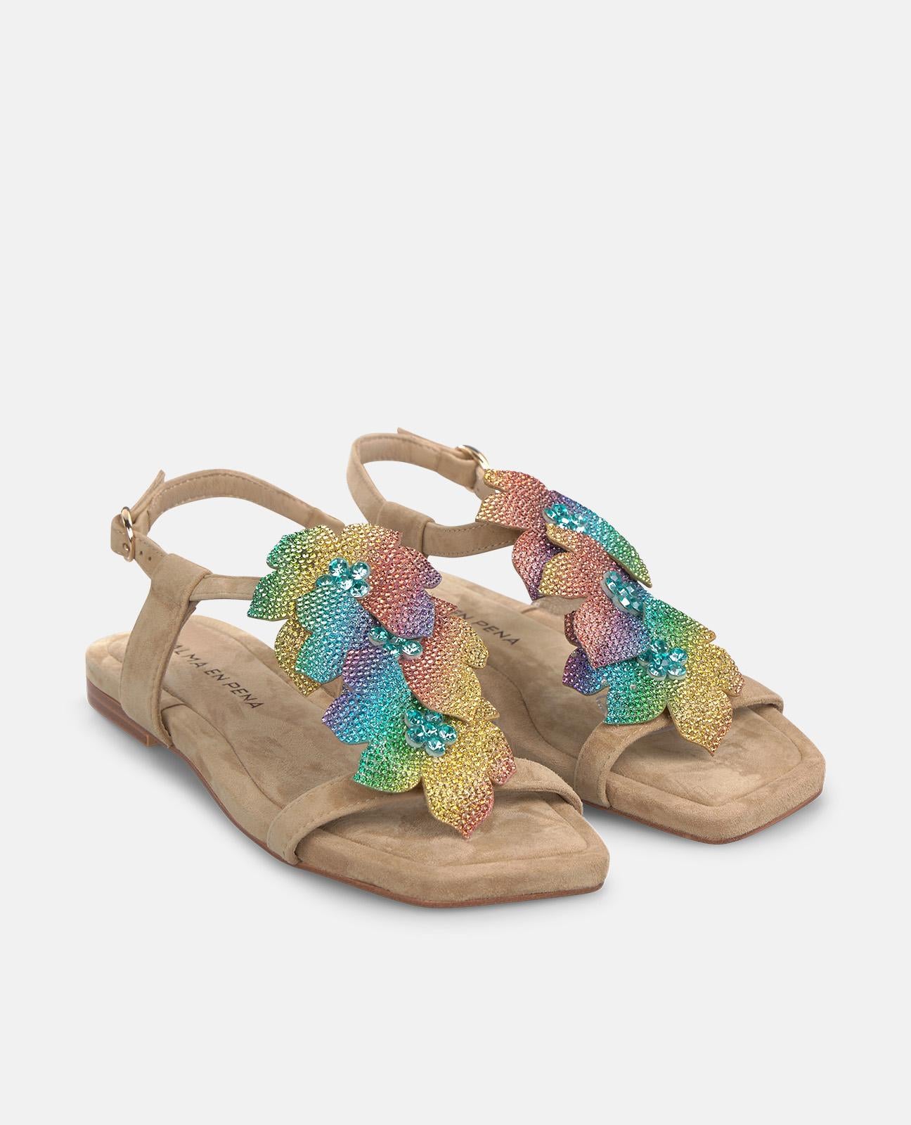 FLAT SANDALS WITH FLOWERS ON THE FRONT