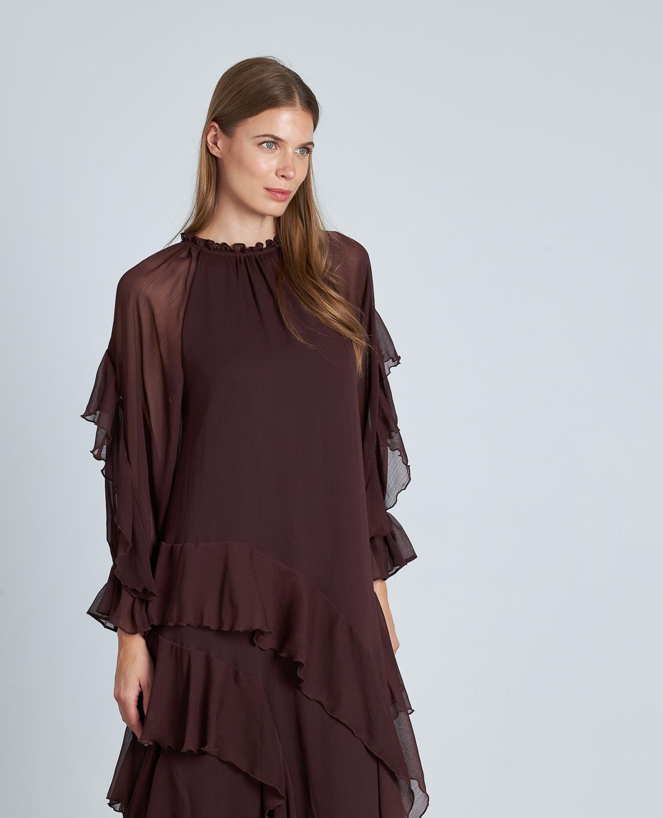 VESTIDO STRAIGHT VOLANTES