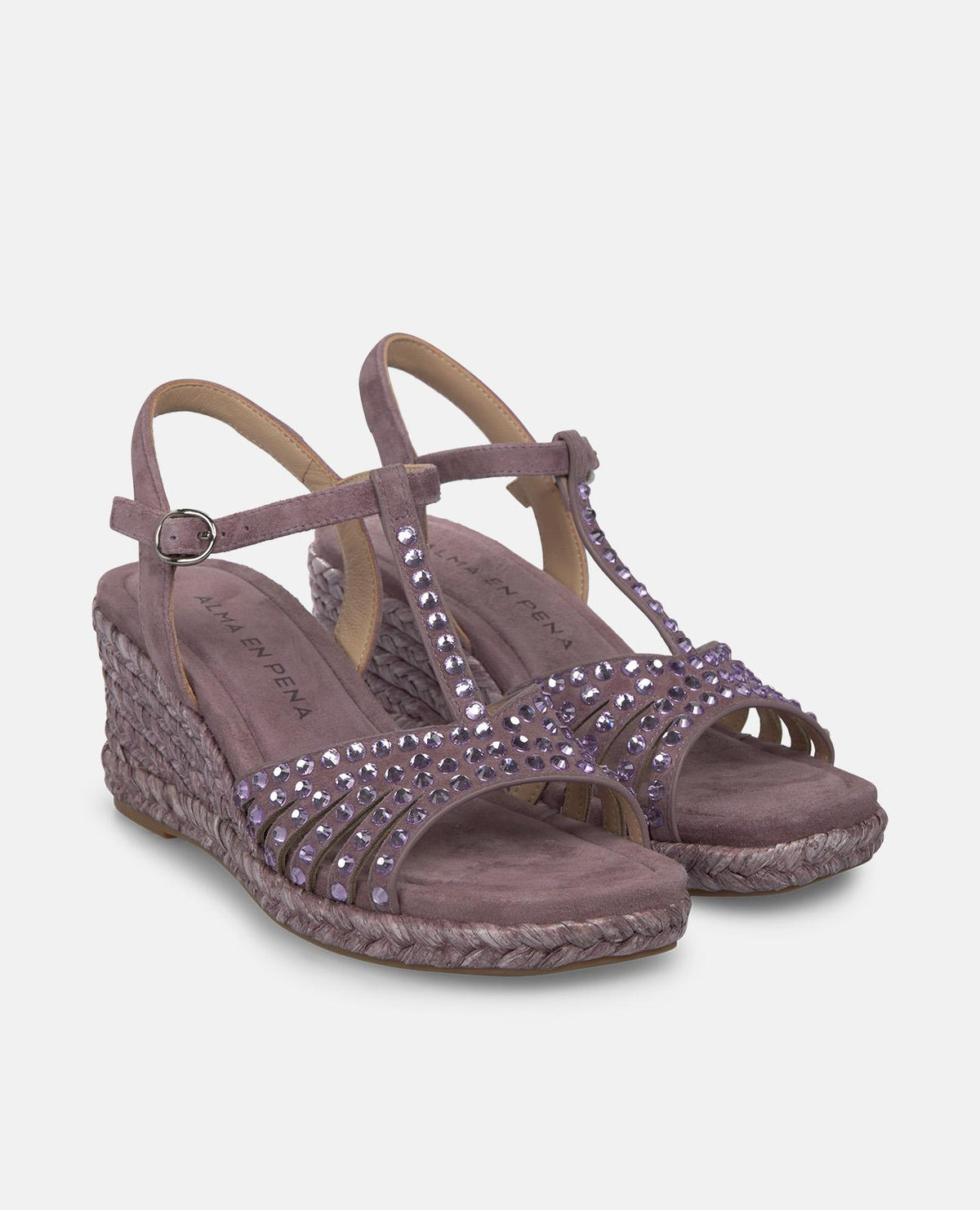 WEVED WEDGE SANDALS WITH Rhinestones