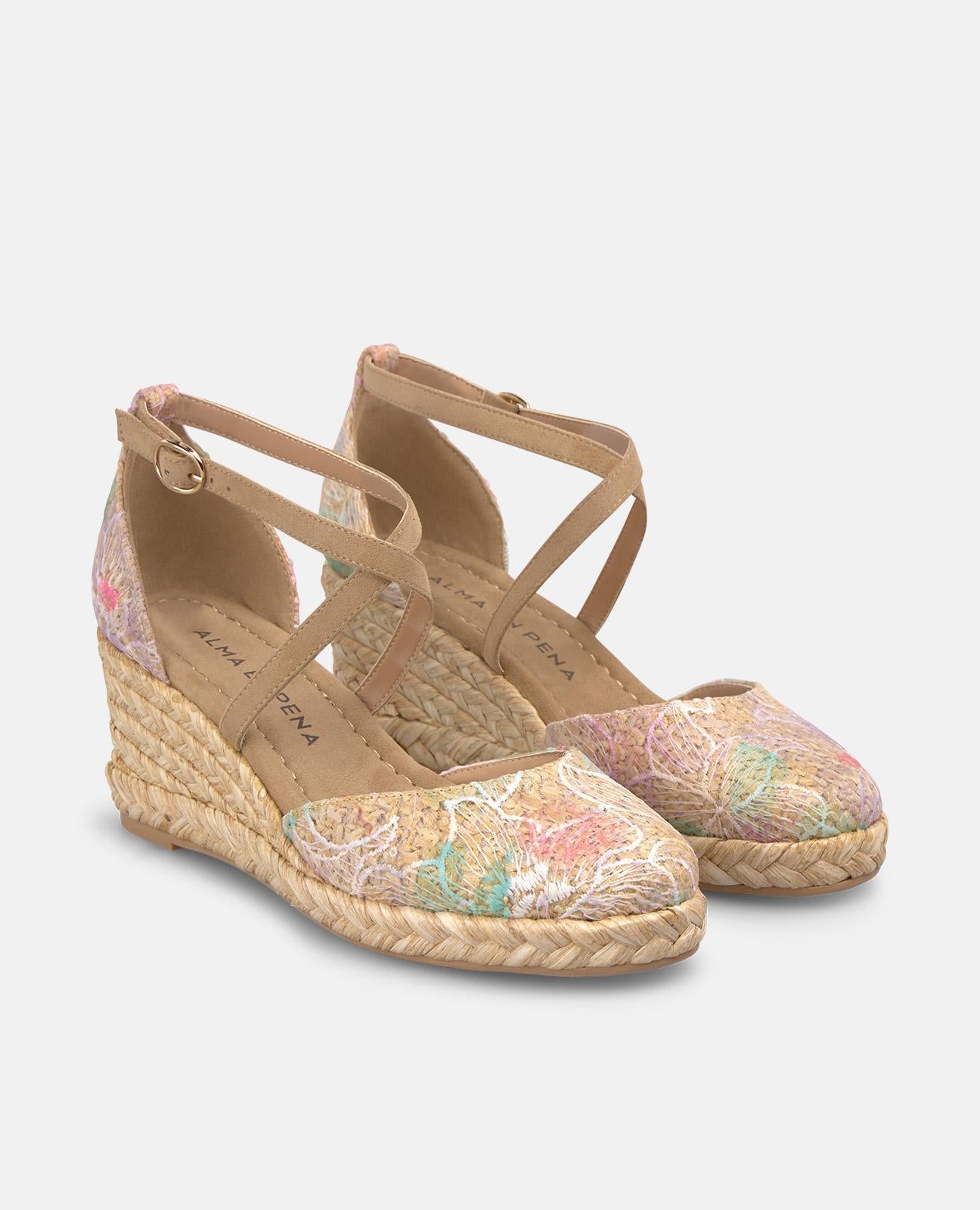 VALENCIAN MID-HEEL FABRIC SANDAL