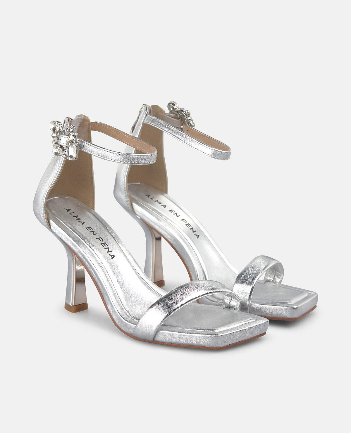 SANDALO CON TALLONE E CINTURINO METALLIZZATO