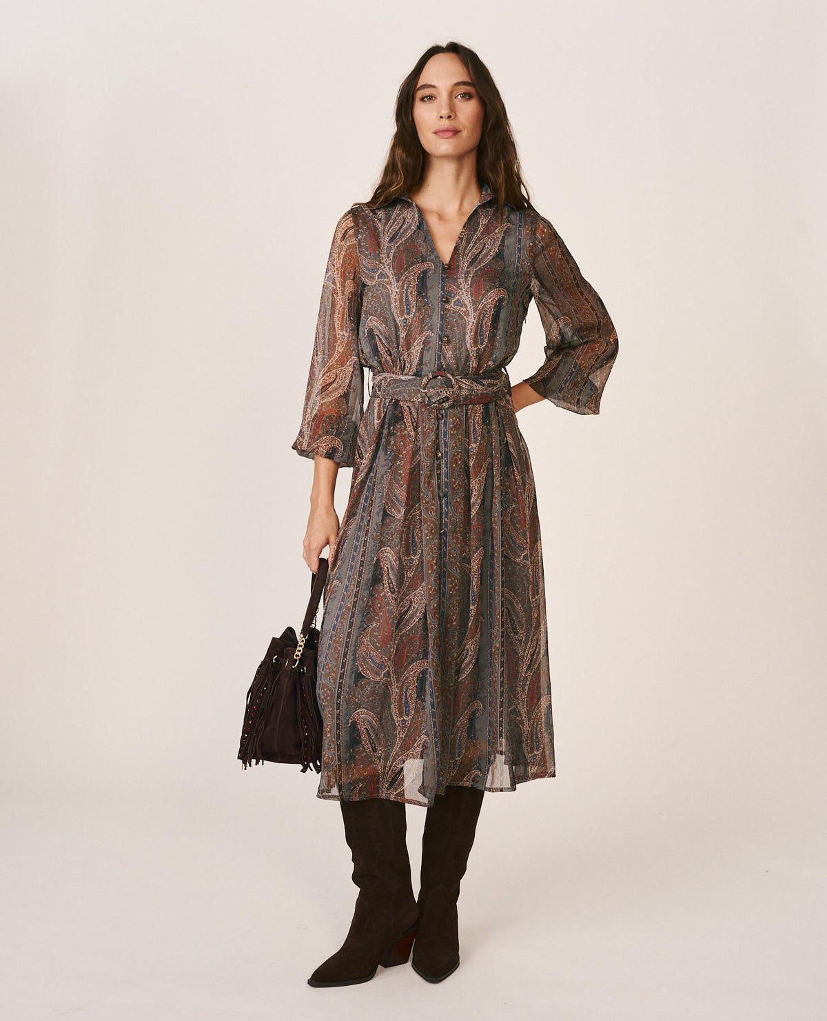 VESTIDO MIDI GASA PAISLEY