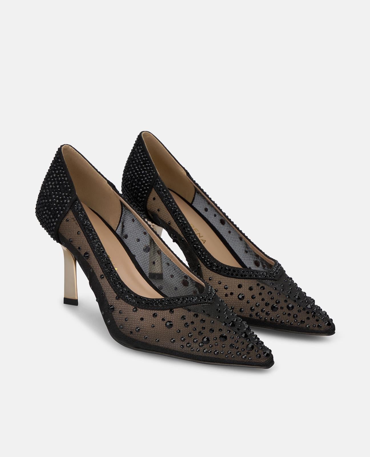 ZAPATO SALÓN MALLA DETALLES PEDRERÍA