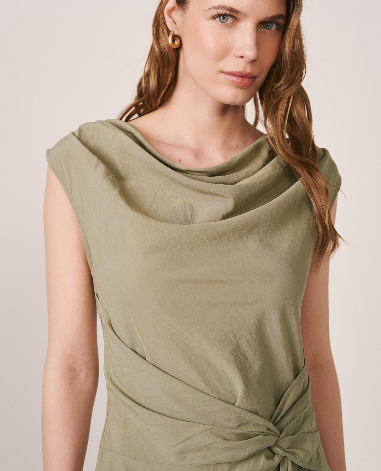 VESTIDO CUELLO DRAPEADO