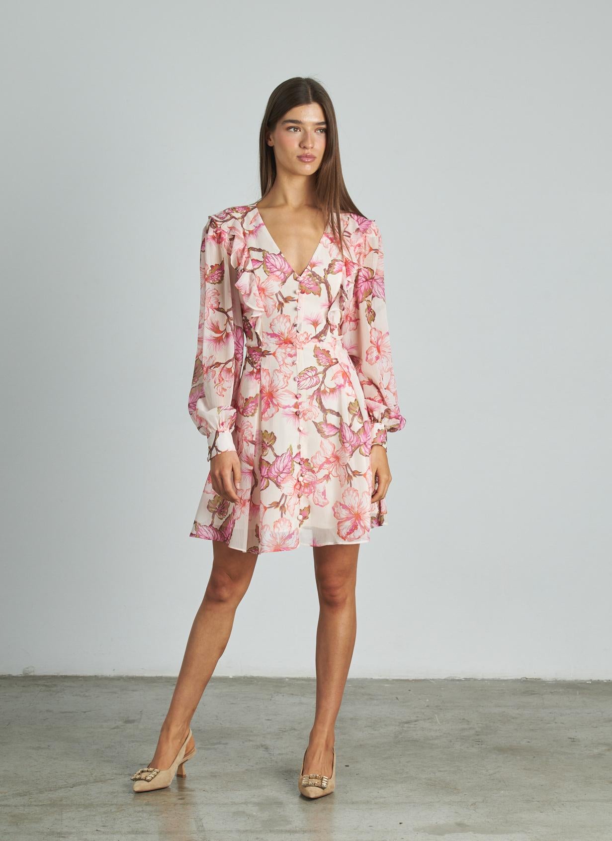 SHORT DRESS WITH RUFFLE DETAIL