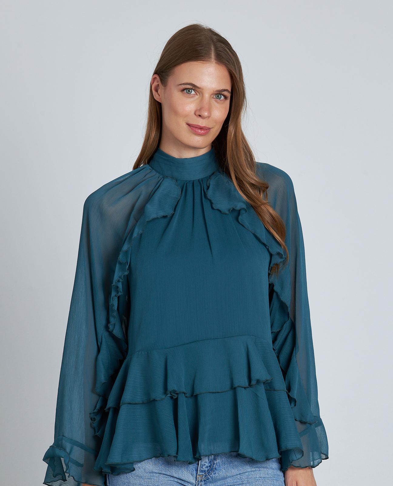 LONG RUFFLED BLOUSE