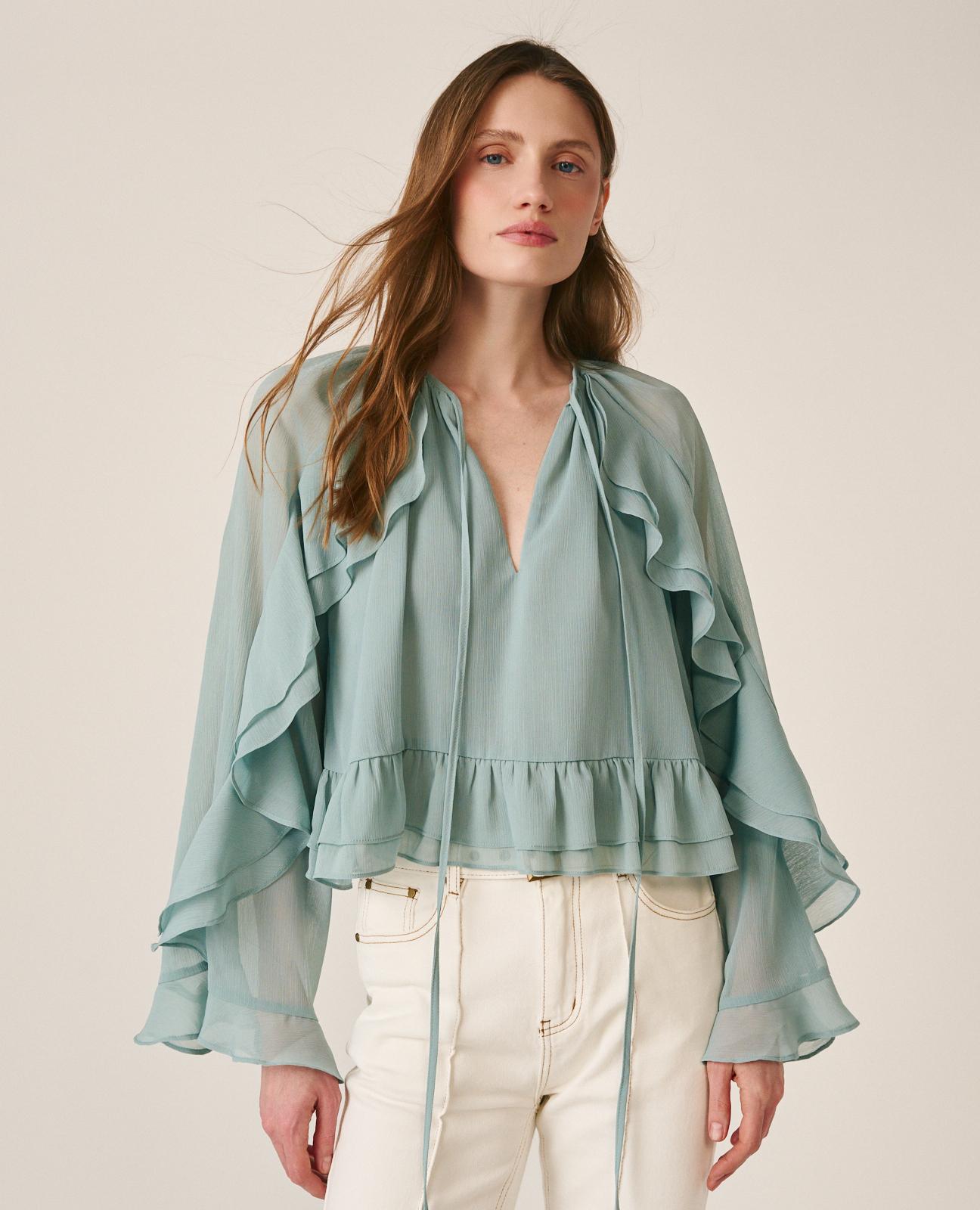 BLUSA MANGA VOLANTES