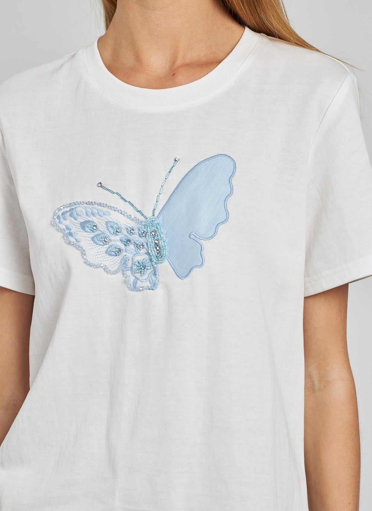 EMBROIDERED BUTTERFLY T-SHIRT