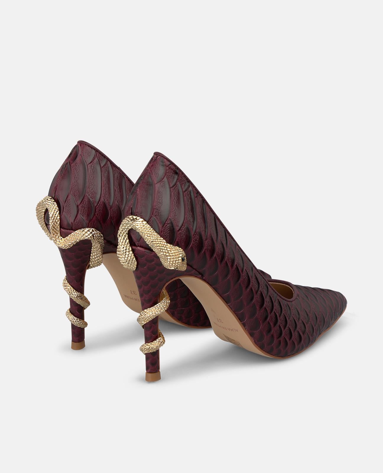 ZAPATO PIEL TACÓN CON SERPIENTE