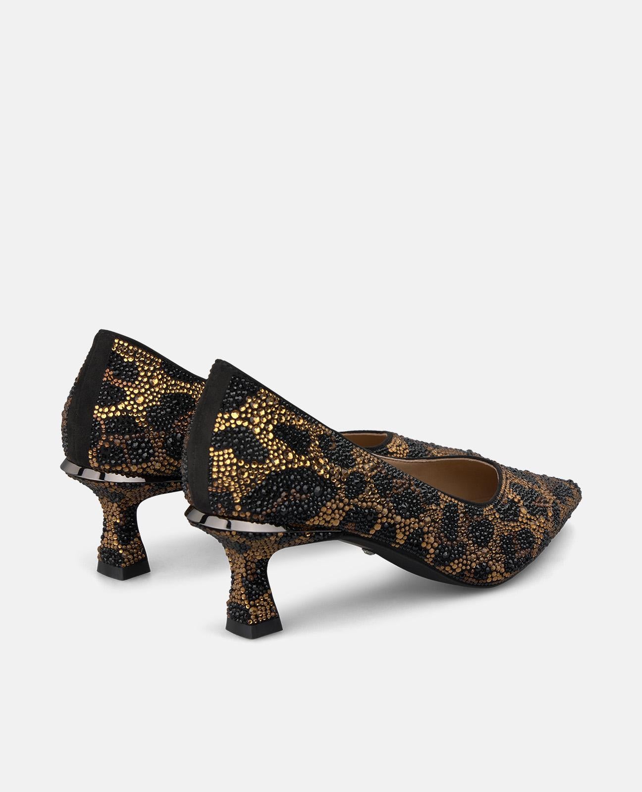ZAPATO TACÓN CHUPETE ANIMAL PRINT METALIZADO