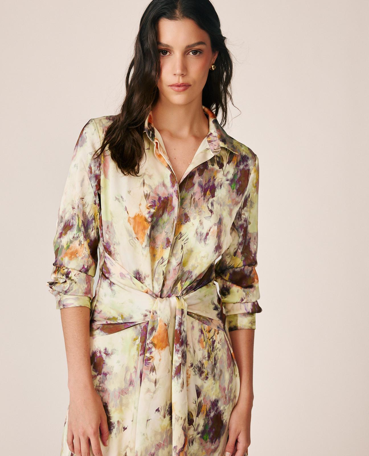 VESTIDO MIDI CREPE SATÉN ACUARELA