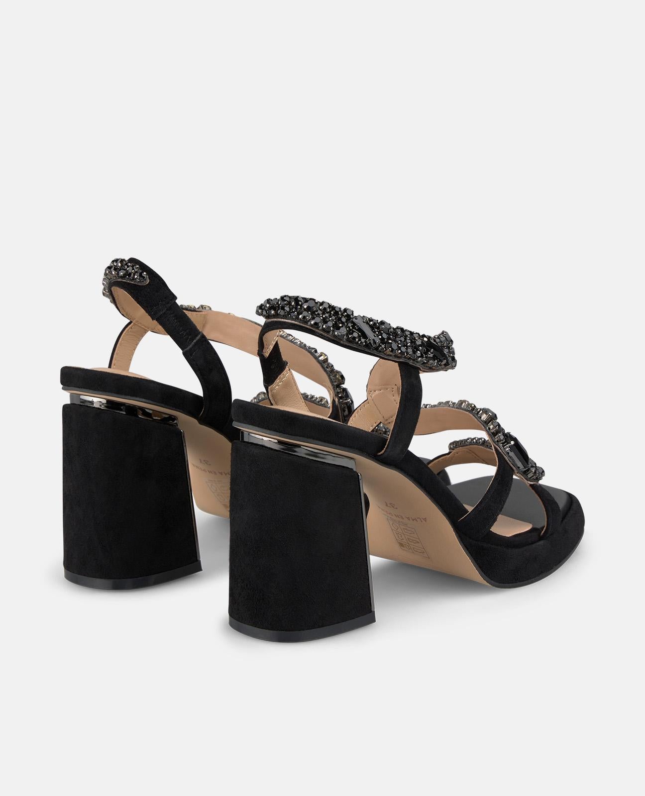 SANDALE À TALON EN SERPENT ET STRASS