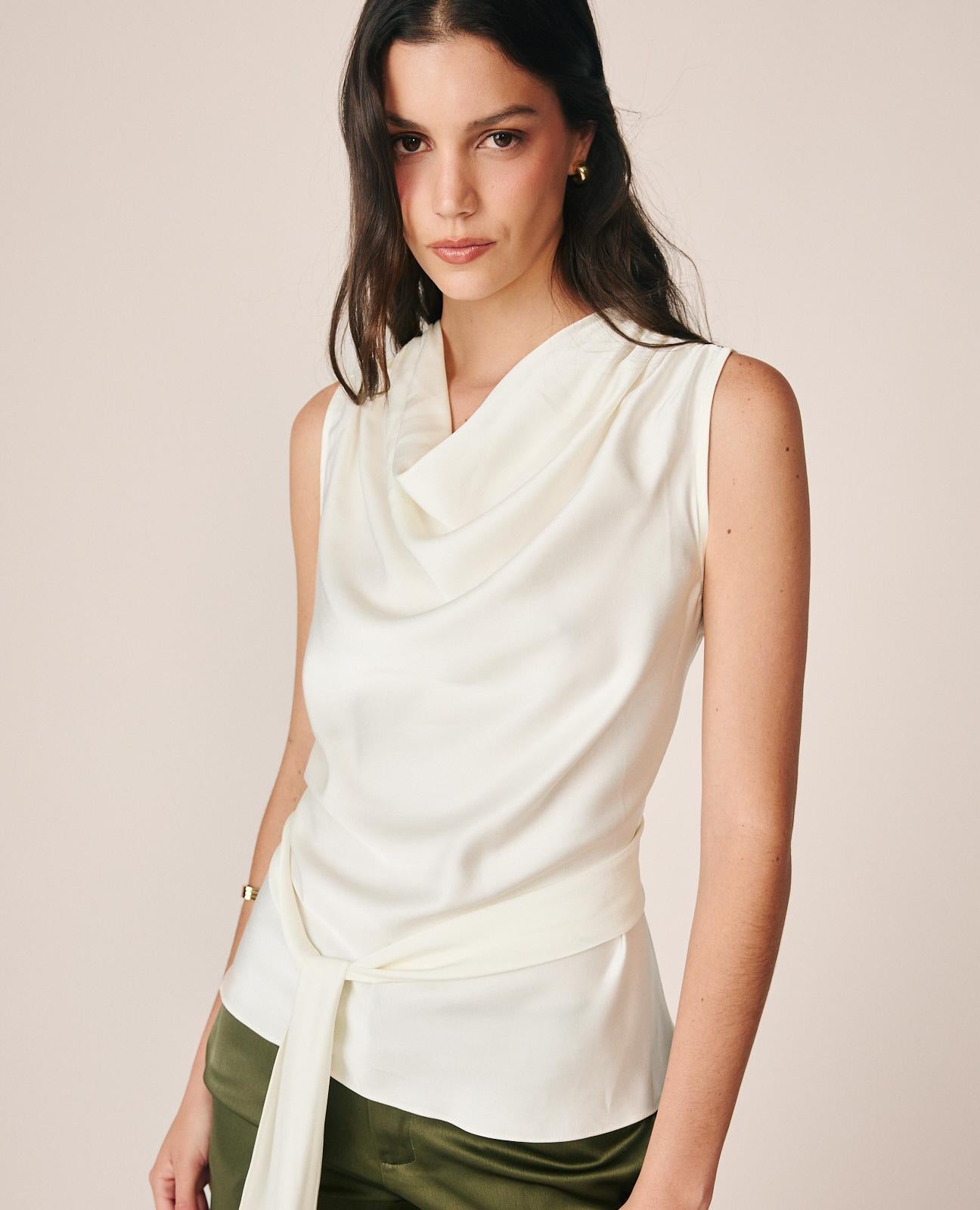 BLUSA SATÉN LAZADA EN CINTURA