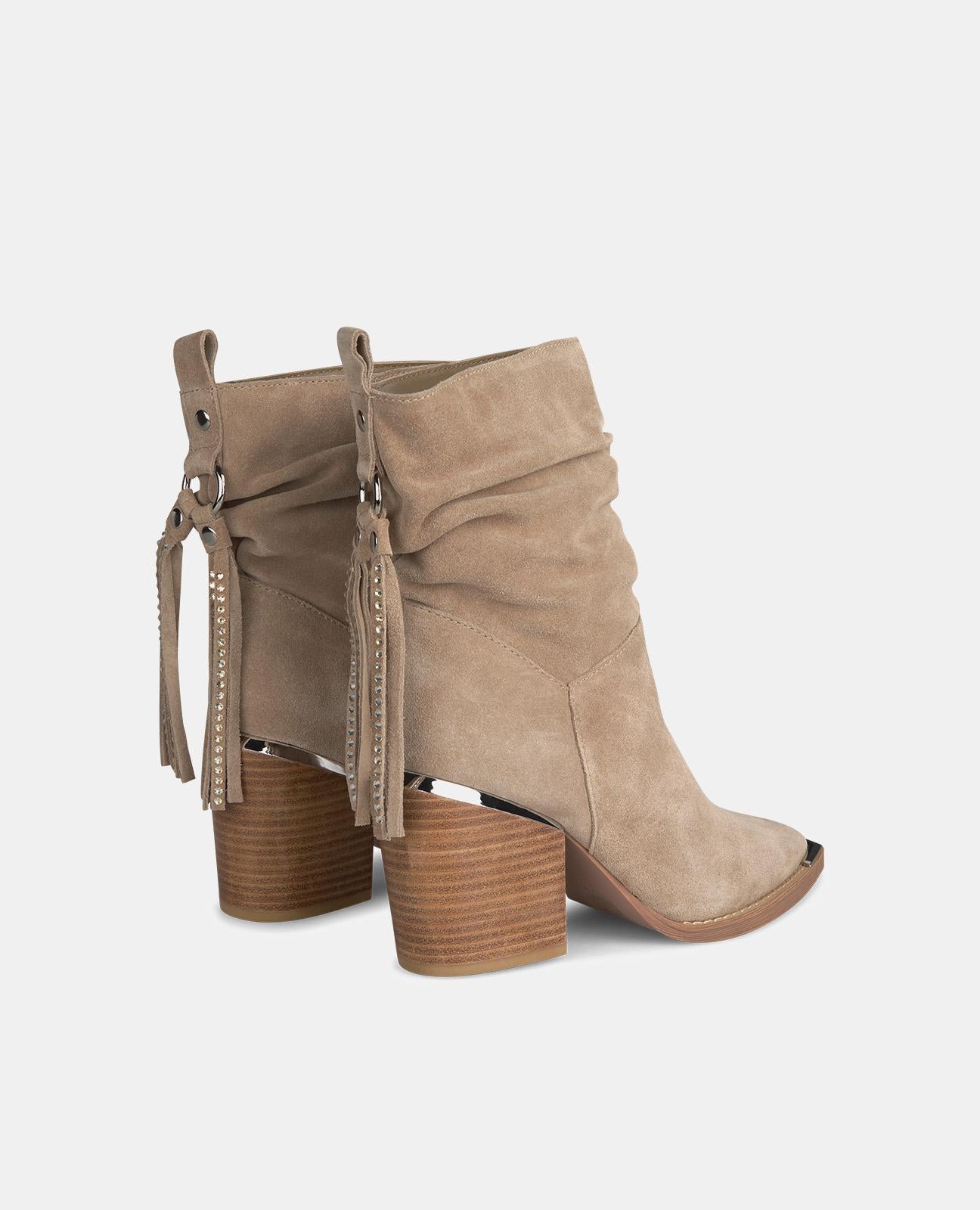 ANKLE BOOTS WITH BANGS AND RHINESTONES