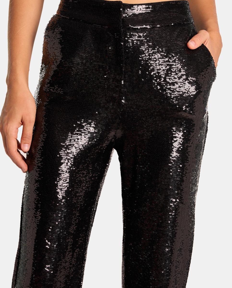 PANTALON DROIT À PAILLETTES