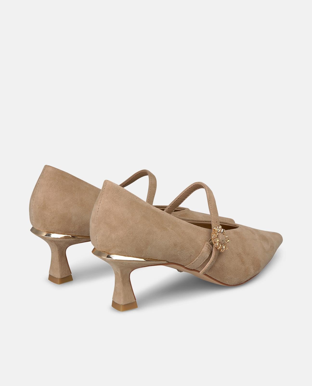 ZAPATO TACÓN DE ANTE CON HEBILLA