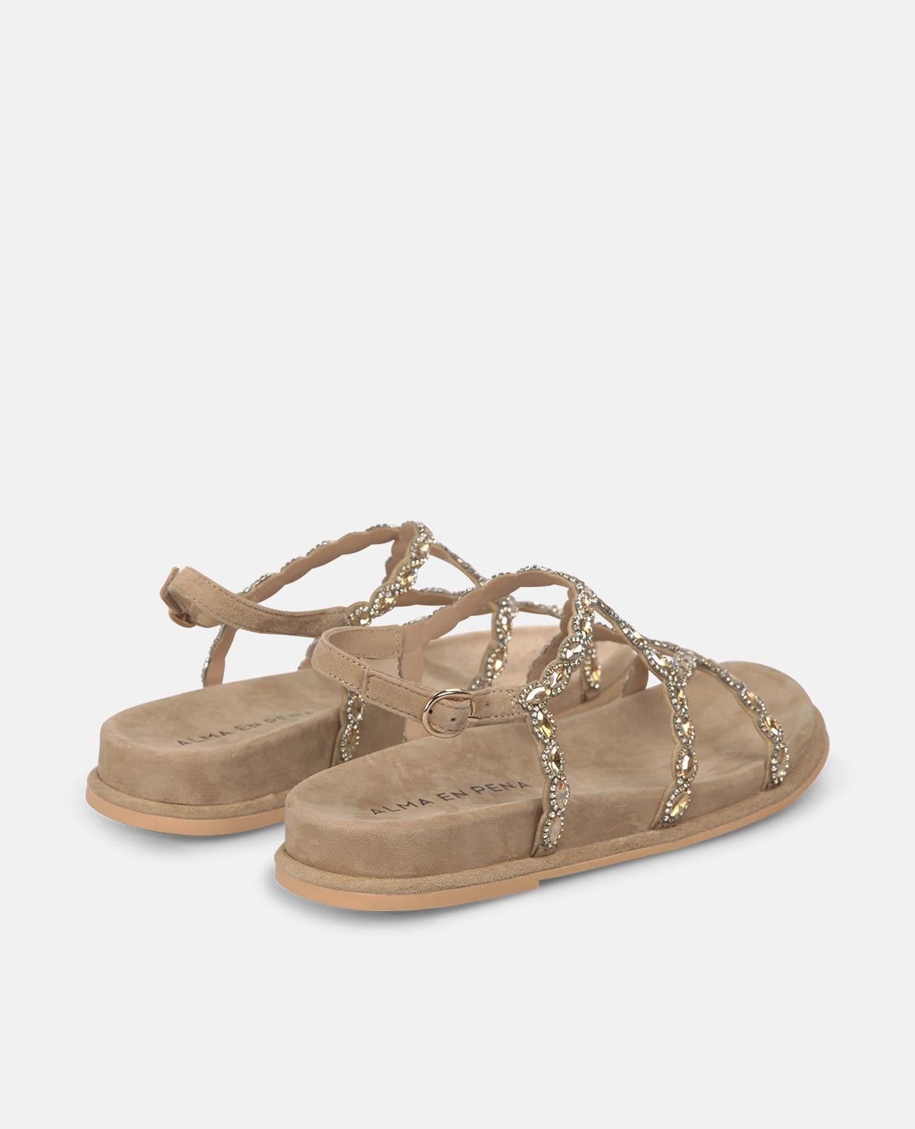 SANDALIA PLANA TIRAS BRILLO