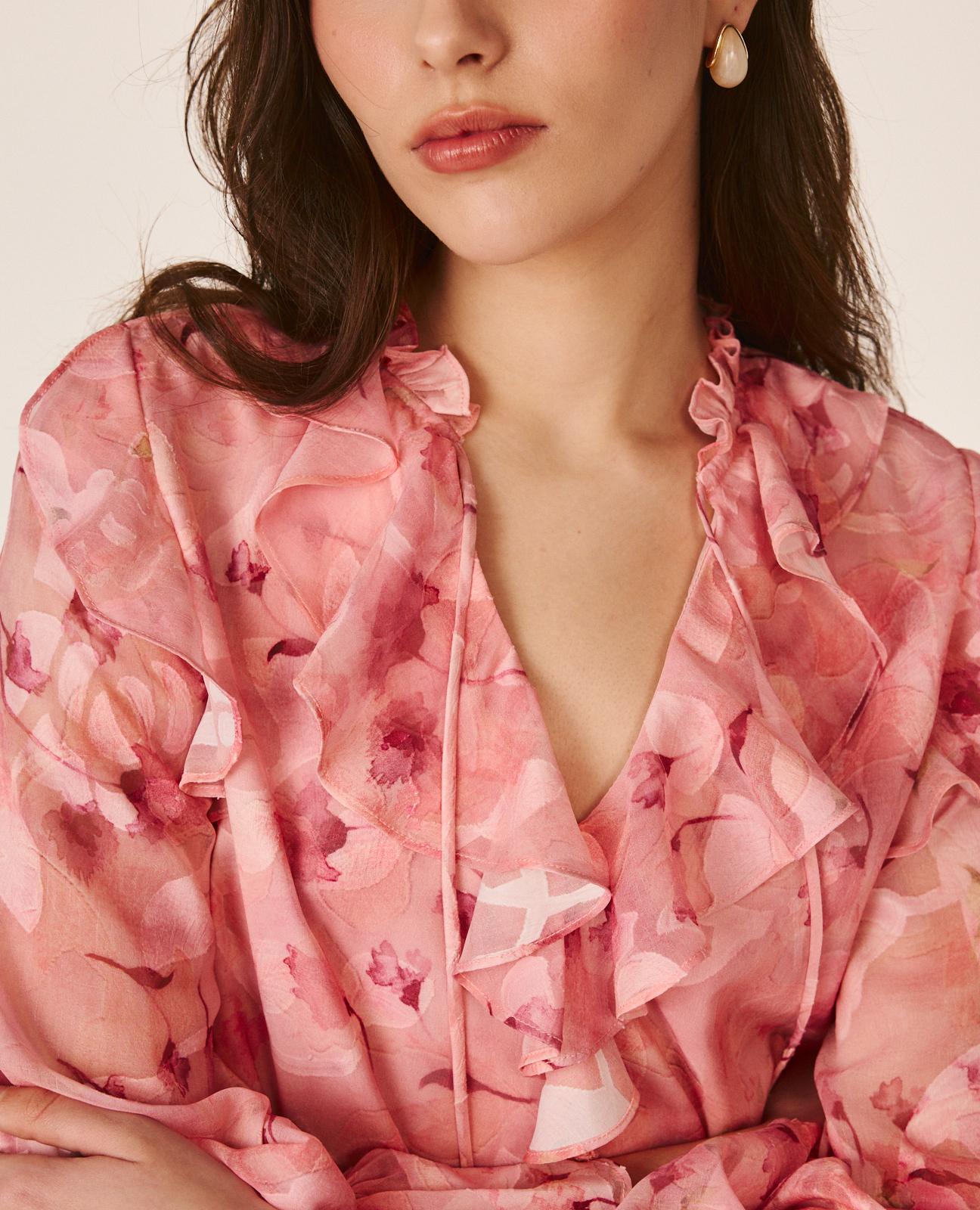 BLUSA DE MANGA LONGA COM FLORES