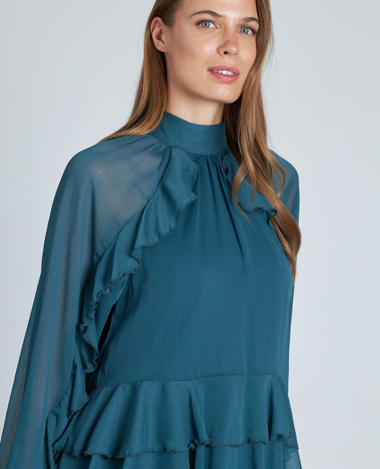 LONG RUFFLED BLOUSE