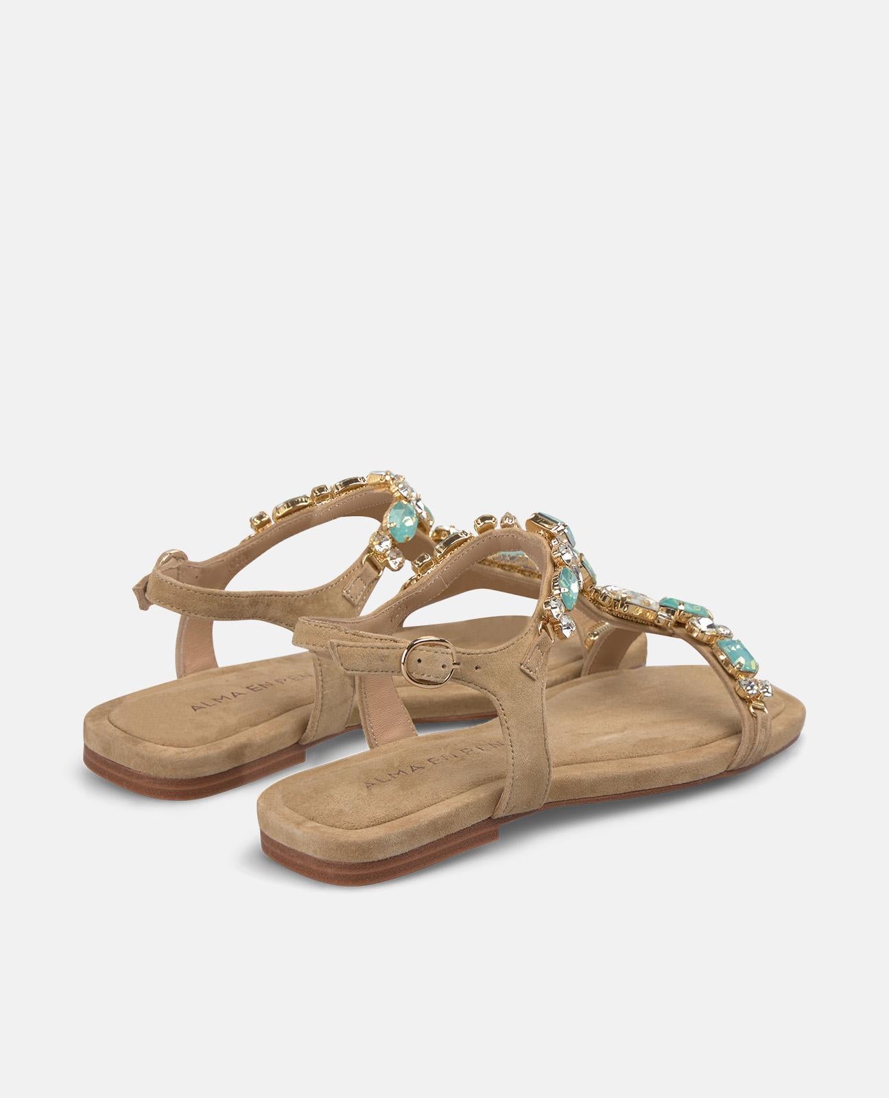 SANDALIA PLANA CON DETALLE PEDRERIA